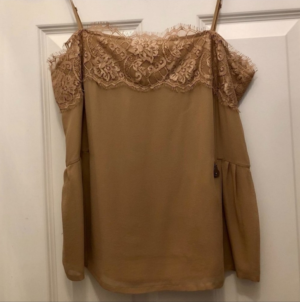 Liu Jo Camel Lace Camisole Blouse Size EU46 NWT MSRP $125